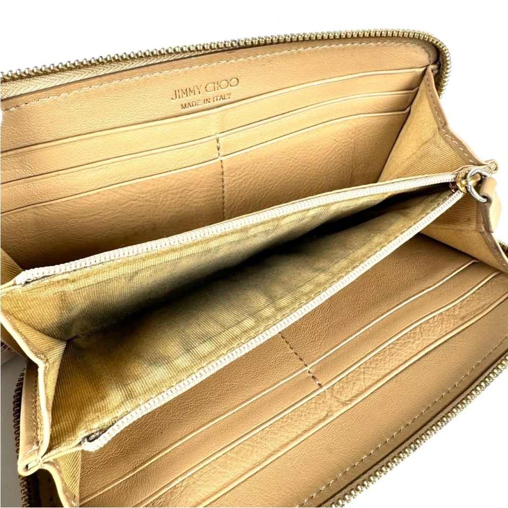 JIMMY CHOO Long Wallet Gold Leather Filipa Authentic - Picture 9 of 10